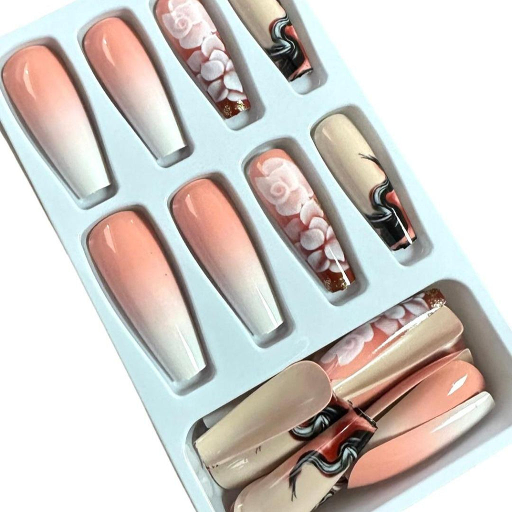 Flirty Findz Medium-to-Long, Coffin, Press-on Fake Nails, Item S106