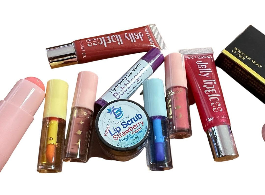 Diva Stuff Lip Medley, Item K302, 10 Lip Products Chosen At Random, Lip Gloss, Lip Plumpers, Lip Sticks, Lip Stains, Lip Balms, Lip Scrubs, No Two Packs The Same, Anything Lips