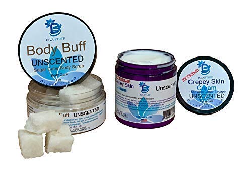 Diva Set, Extreme Crepey Skin Cream & Scrub With Hyaluronic Acid, Unscented