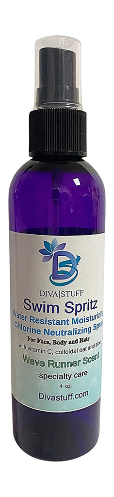 Diva Stuff Swim Spritz, New Water Resistant, Chlorine Neutralizing , Deodorizing and Moisturizing Mist For Body, Face And Hair, 4oz , Wave Runner Scent