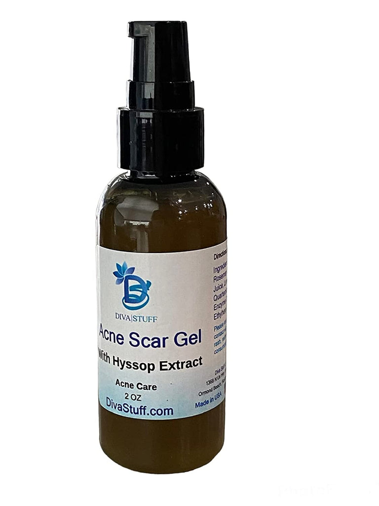Acne Scar Gel With Hyssop Extract, Oil Free and Will Not Clog Pores, Helps Decrease The Appearance of Scars Caused by Acne or Mild Skin Irritations, Diva Stuff, 2 Fluid Ounces