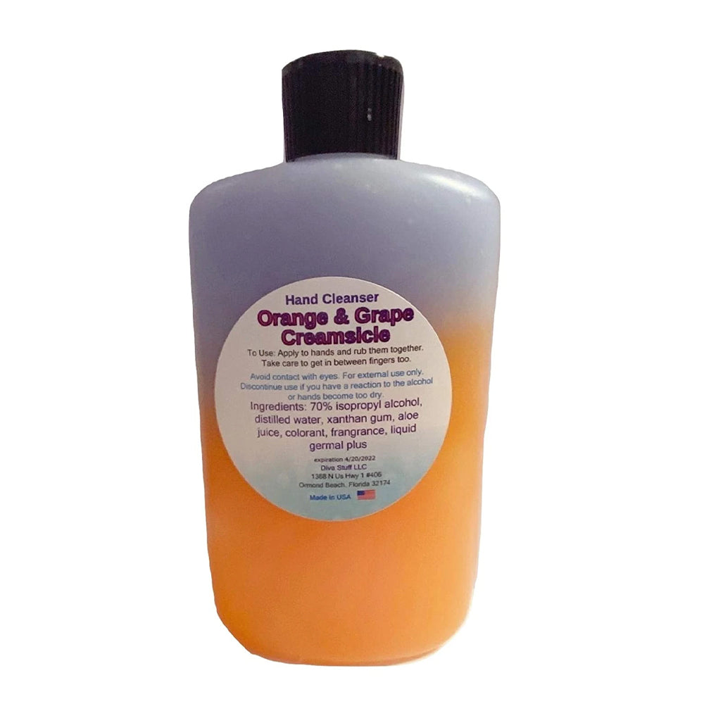 Waterless Hand Cleanser in 8 oz Bottle, Made in USA (Grape & Orange Creamsicle, 1 count)