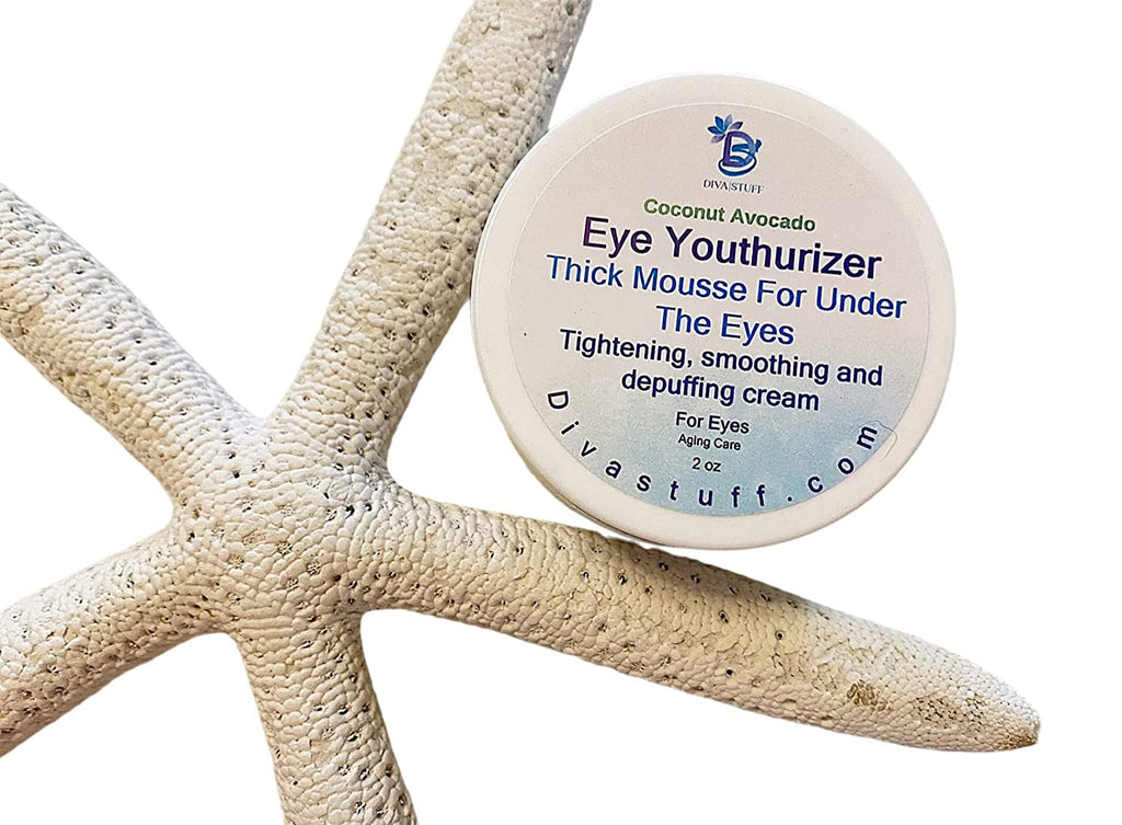 Coconut and Avocado Eye Youthurizer, Thick Melt Mousse For Under The Eyes, Tightens, Lifts, Smooths and Depuffs, By Diva Stuff, 2 oz