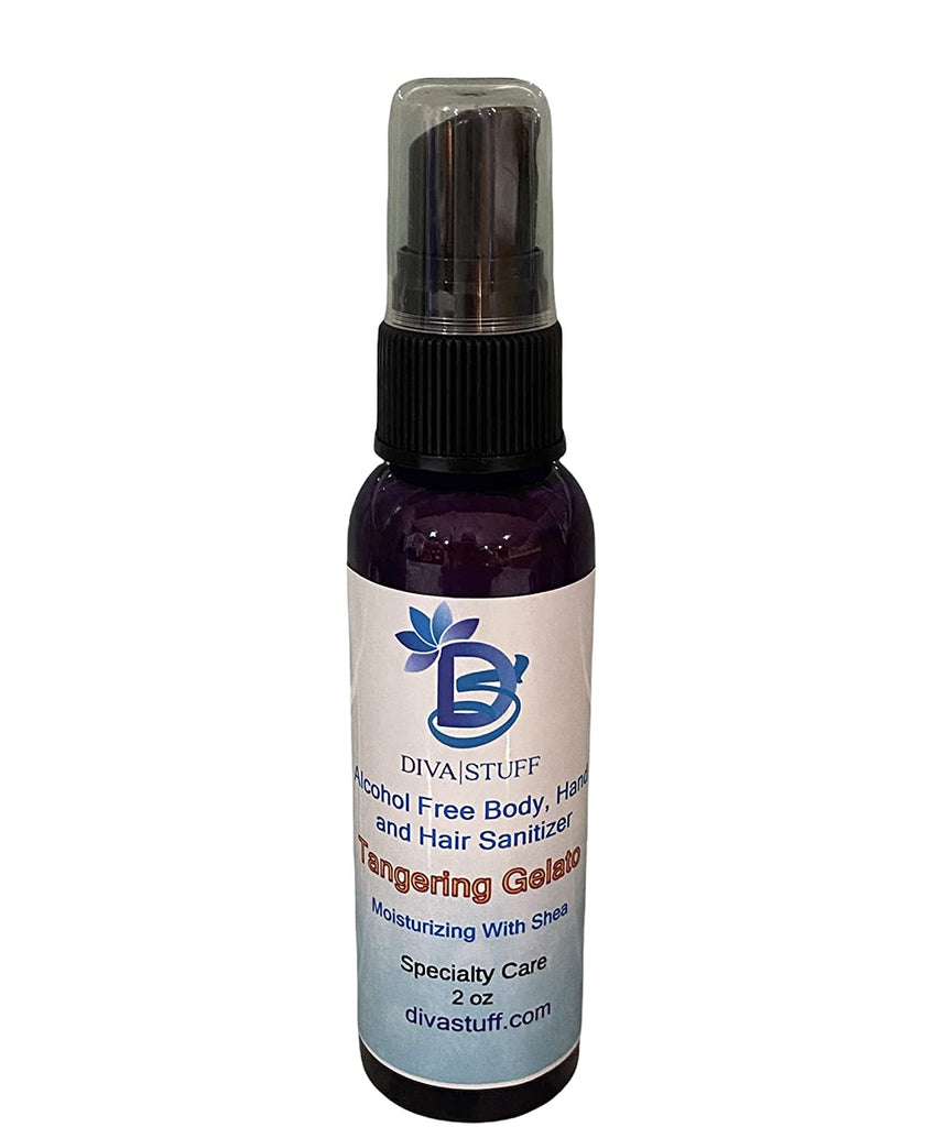 Alcohol Free Body, Hand and Hair Sanitizing Spray With Moisturizing Shea Oil, Tangerine Gelato Scent,2 oz