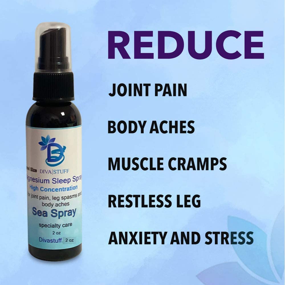 Magnesium Sleep Spray for Hair, Joint Pain, Leg Spasms, and Body Aches (2 oz, Sea Spray)