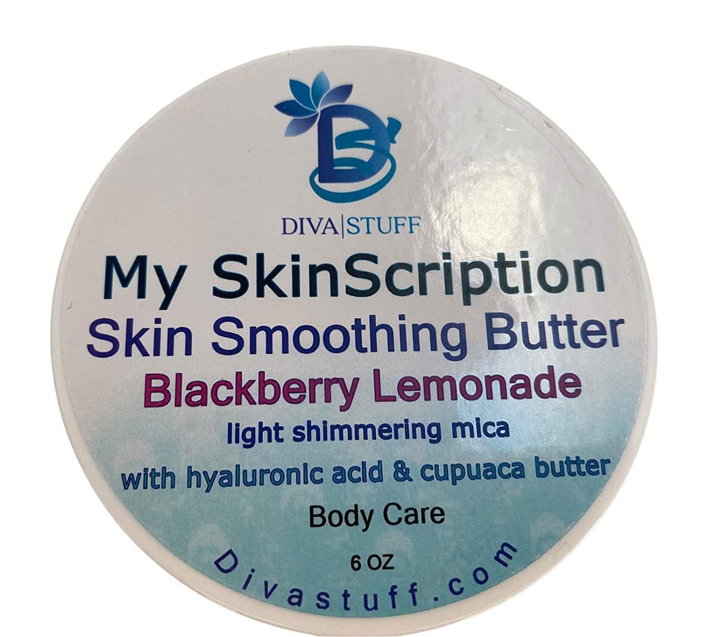 My Skinscription Skin Smoothing Body Butter, Blackberry Lemonade Scent, With Hyaluronic Acid, Cupuacu Butter and Shea, For Tired, Stressed, Saggy Skin, By Diva Stuff (Blackberry Lemonade)