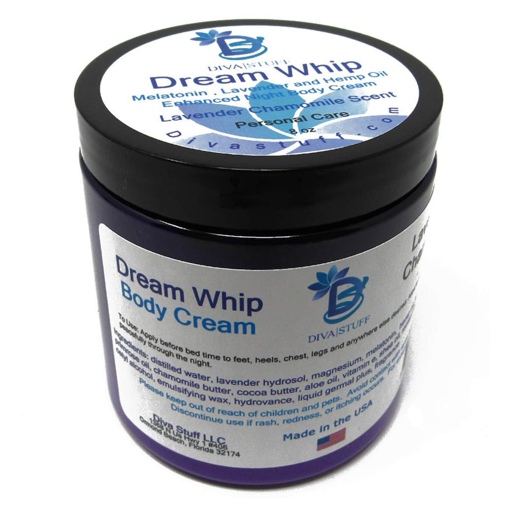 Diva stuff Dream Whip Magnesium and Hemp Enhanced Night Body Cream for Relaxed & Sound Sleep, Lavender Chamomile (Single Dream Whip (8 oz))