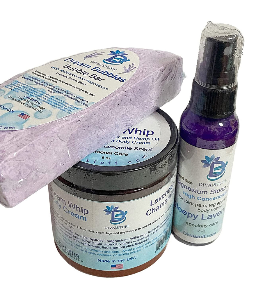 Diva stuff Dream Whip Magnesium and Hemp Enhanced Night Body Cream for Relaxed & Sound Sleep, Lavender Chamomile (Dream Whip Kit)