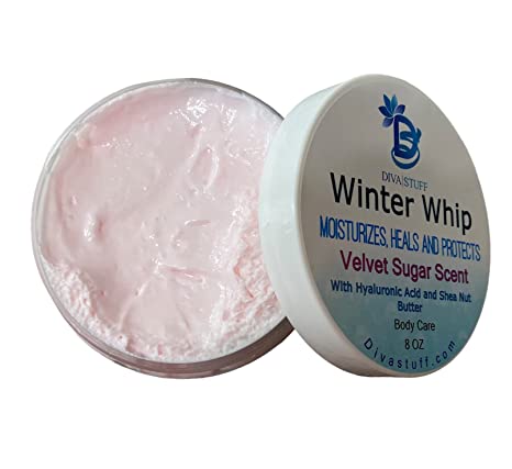 Velvet Sugar Scent Winter Whip Body Cream, Protects, Heals and Moisturizes Winter Dry Skin, Great For Outdoor Sports, By Diva Stuff