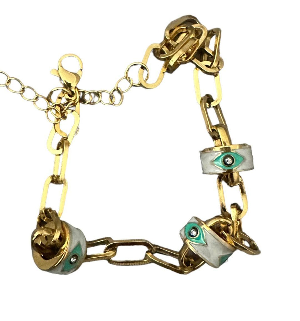 Evil Eye Gold-Tone Bracelet, Lobster Claw Clasp, U31