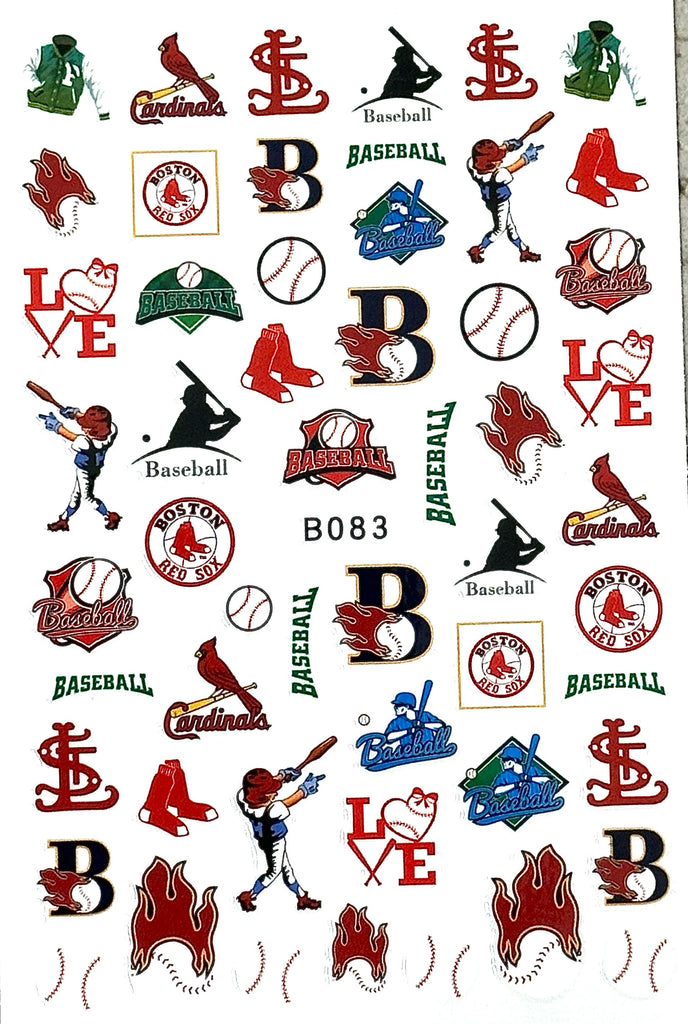 Baseball Themed Nail Decals, Item #G20, For Press On and Real Nails