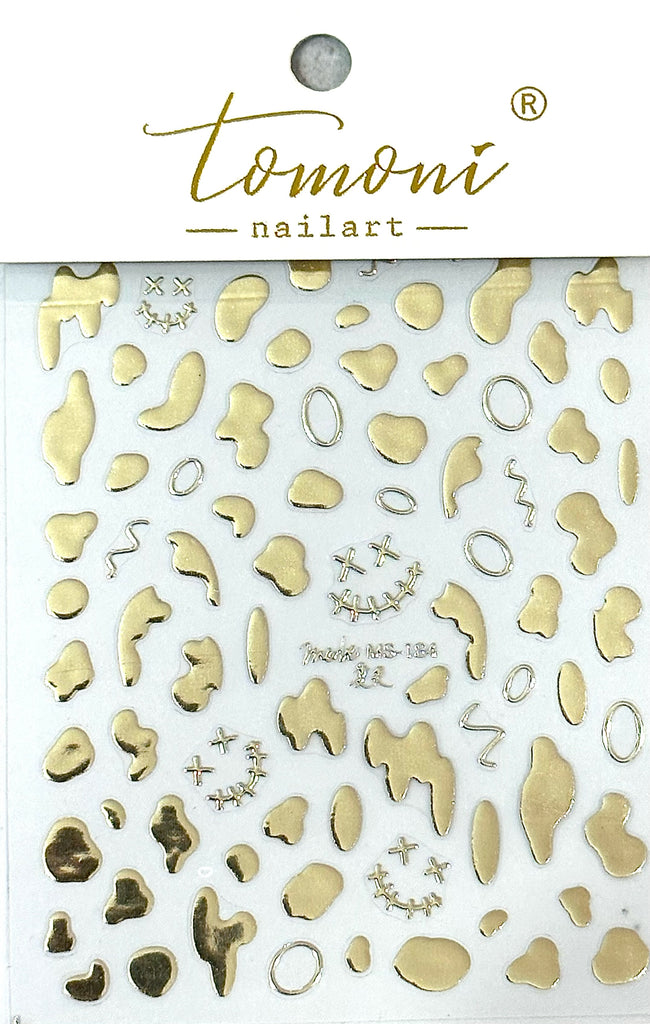Abstract Gold Tone Nail Decals, Item #G14, For Fake and Real Nails