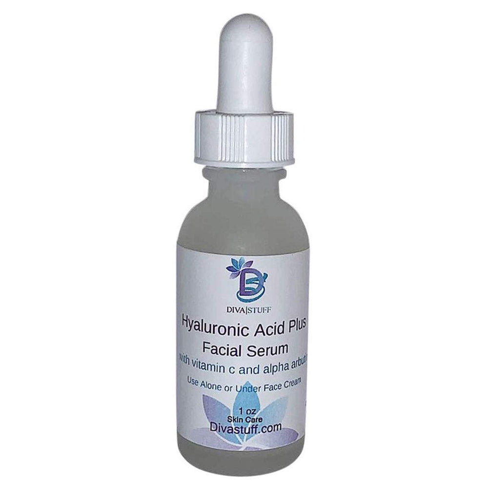 Hyaluronic Acid Plus Facial Serum, With Alpha Arbutin & Vitamin C, For Fine Lines, Wrinkles, Even Skin Tone, Age and Sun Spots, By Diva Stuff