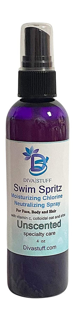 Diva Stuff Swim Spritz, Chlorine Neutralizing, Deodorizing and Moisturizing Mist For Body, Face And Hair, 4oz, Unscented