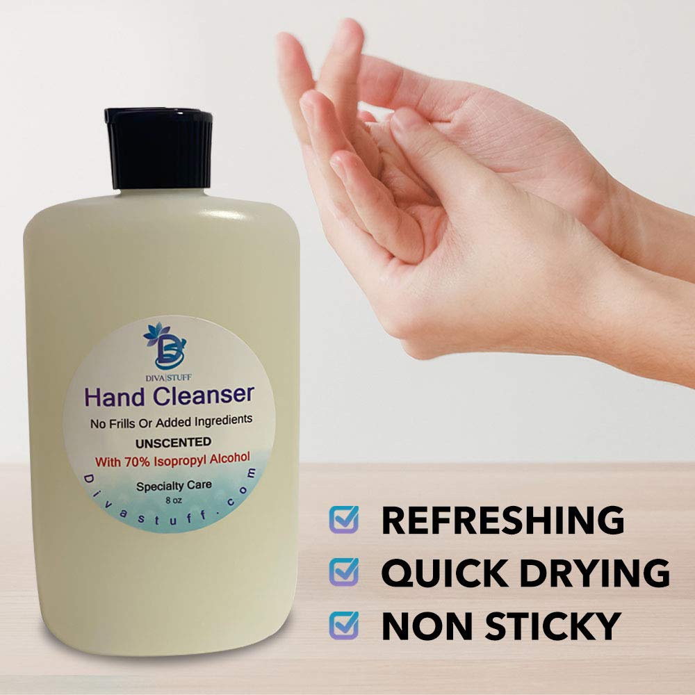 Waterless Hand Cleanser in 8 oz Bottle, Made in USA (Unscented, 1 count) - Packaging may vary
