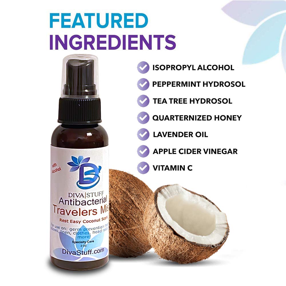 Anti-Bacterial Travelers Mist with Alcohol 70% - Coconut Scent 2 OZ