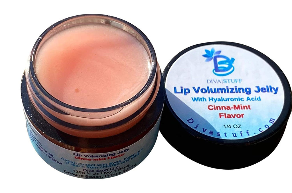 Lip Volumizing Jelly, Cinnamint Flavor, No Wax, Maximum Amount of Hyaluronic Acid, Jamaican Black Castor Oil and Vitamin E, Smooths, Plumps, Hydrates