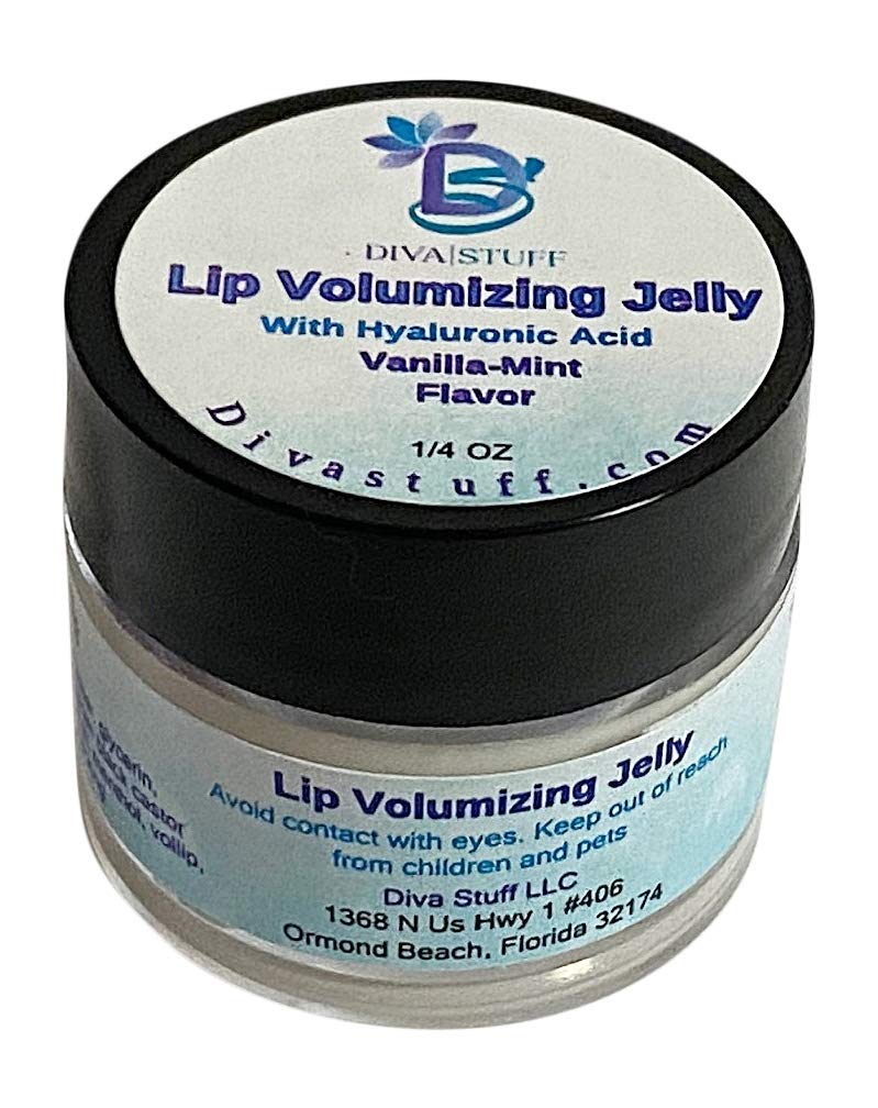 Lip Volumizing Jelly, Vanilla Mint Flavor, No Wax, Maximum Amount of Hyaluronic Acid, Jamaican Black Castor Oil and Vitamin E, Smooths, Plumps, Hydrates
