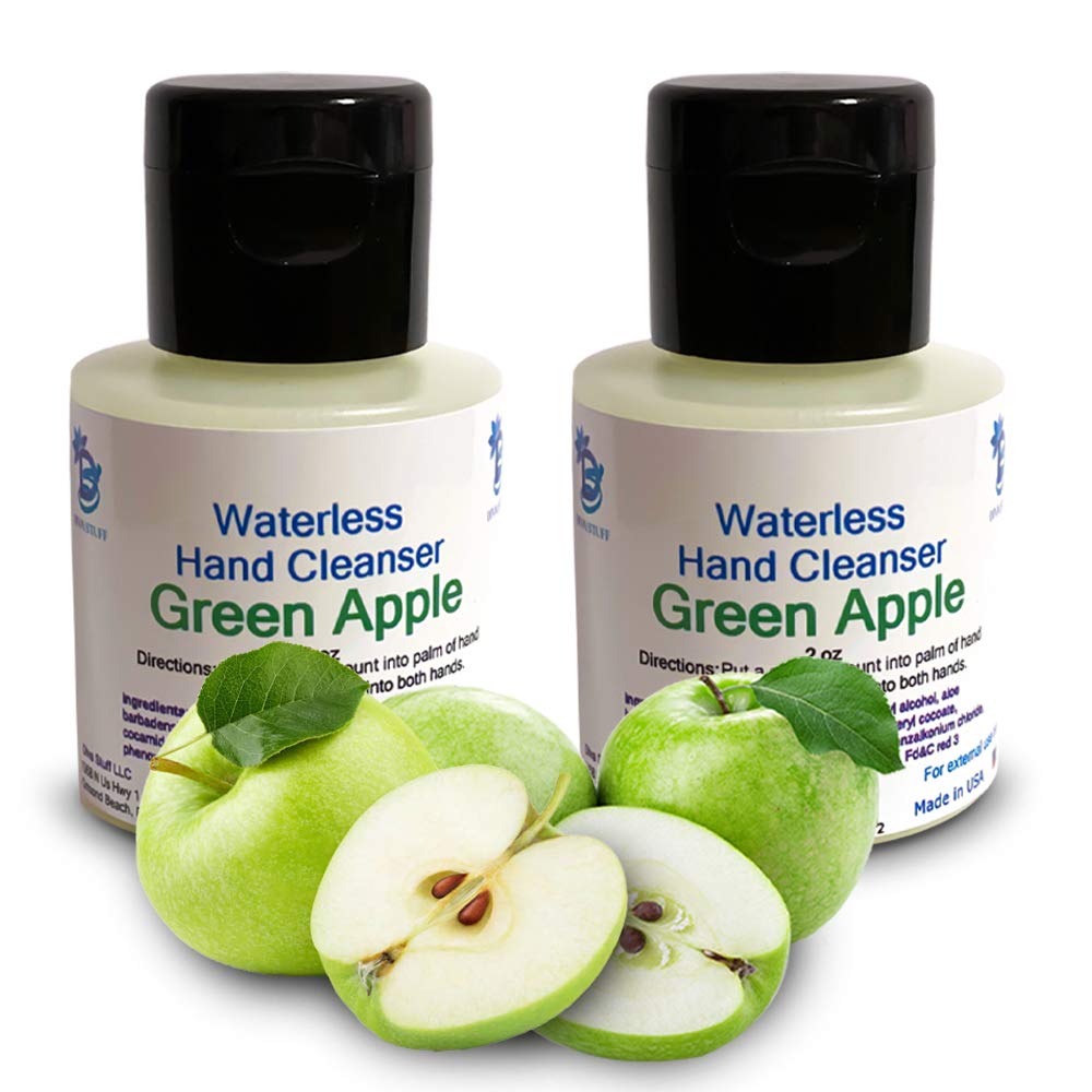 Waterless (No Water Needed for Rinsing) Hand Cleanser (Green Apple) - 2 Pack