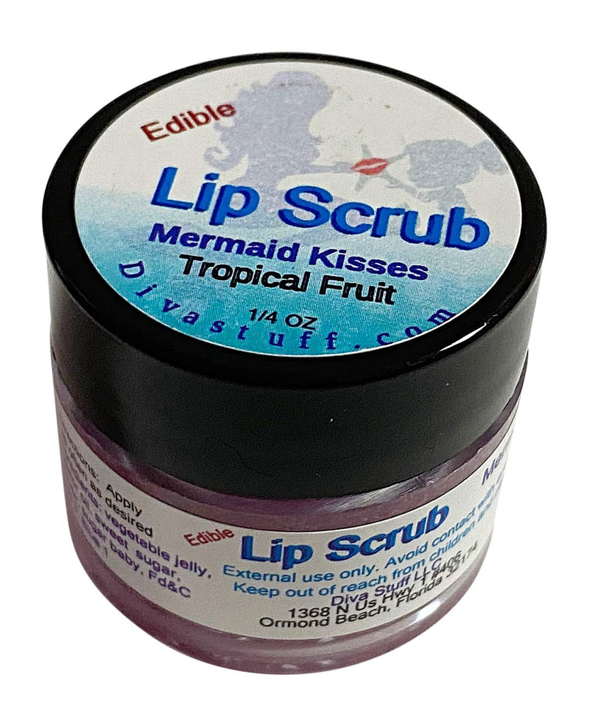 Diva Stuff Ultra Hydrating Lip Scrub for Soft Lips, Gentle Exfoliation, Moisturizer & Conditioner, ¼ oz - Made in the USA (Mermaid Kisses)