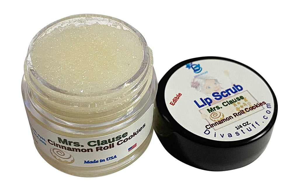 Diva Stuff Ultra Hydrating Lip Scrub for Soft Lips, Gentle Exfoliation, Moisturizer & Conditioner, ¼ oz - Made in the USA (Mrs. Clause Cinnamon Roll Cookie)