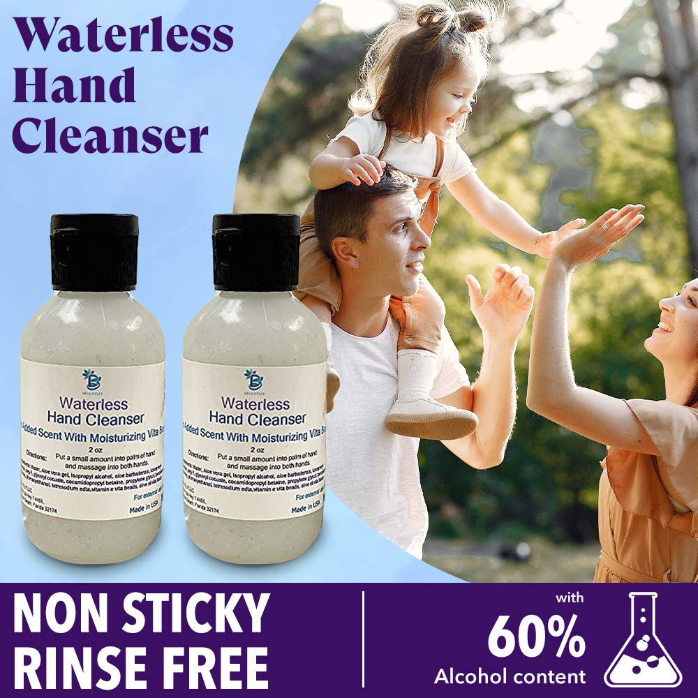 Waterless (No Water Needed for Rinsing) Hand Cleanser (Unscented) - 2 pack