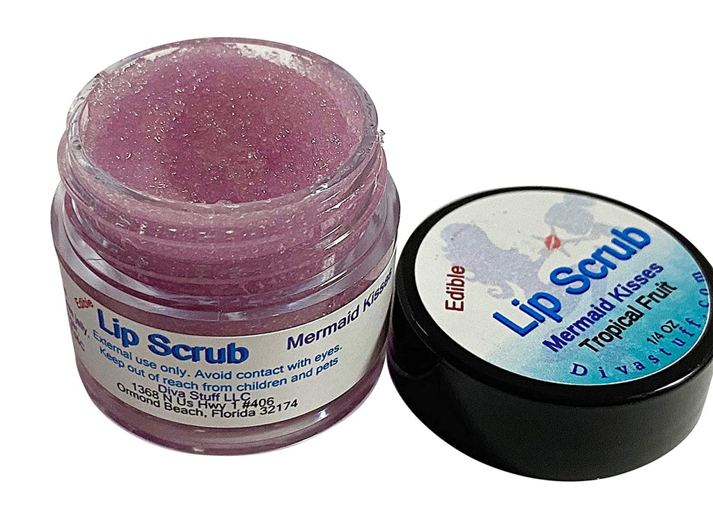 Diva Stuff Ultra Hydrating Lip Scrub for Soft Lips, Gentle Exfoliation, Moisturizer & Conditioner, ¼ oz - Made in the USA (Mermaid Kisses)
