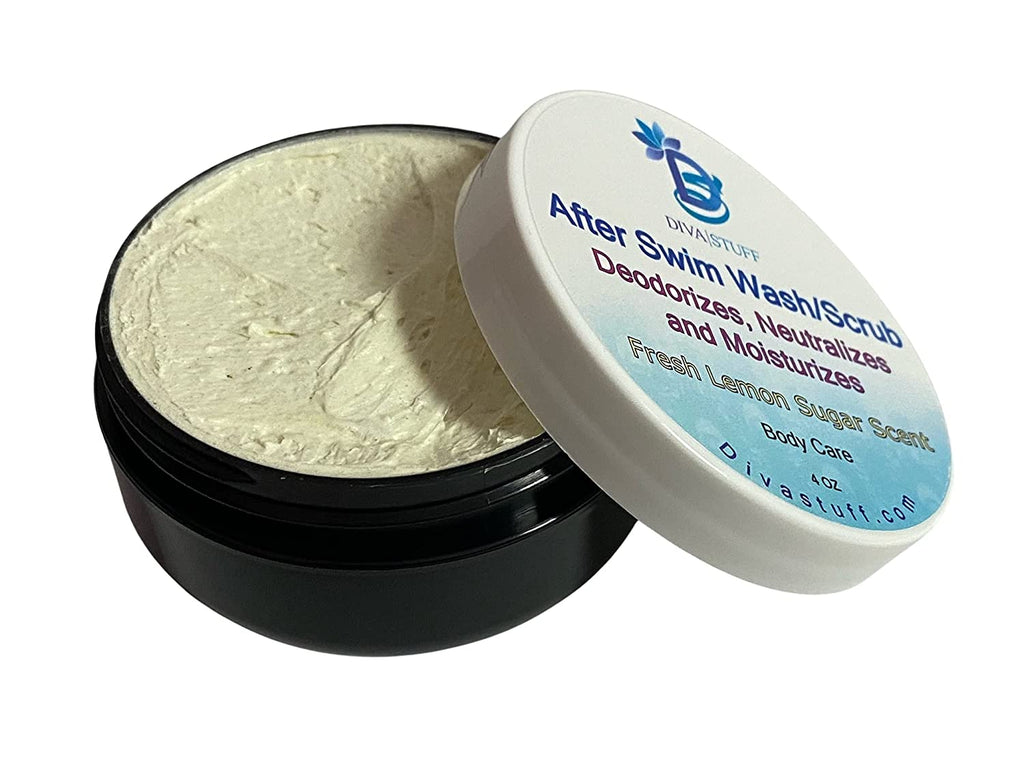 After Swim Wash and Scrub, Deodorizes, Neutralizes and Moisturizes , Helps to Eliminate Rashes and Rid the Skin Of the Smell of Chlorine ,Fresh Lemon Sugar Scent