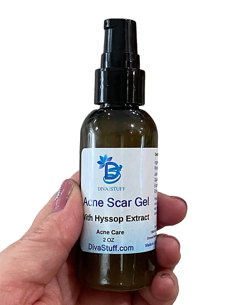 Acne Scar Gel With Hyssop Extract, Oil Free and Will Not Clog Pores, Helps Decrease The Appearance of Scars Caused by Acne or Mild Skin Irritations, Diva Stuff, 2 Fluid Ounces