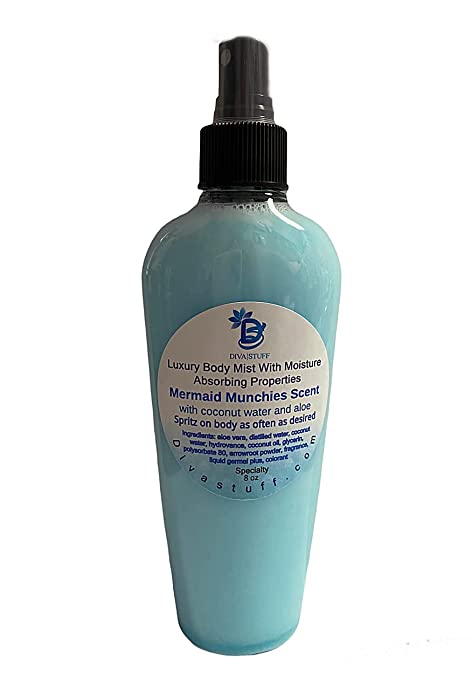 Mermaid Munchies Scented Moisture Mist With Sweat Absorbing Properties, Coconut Water and Aloe, By Diva Stuff