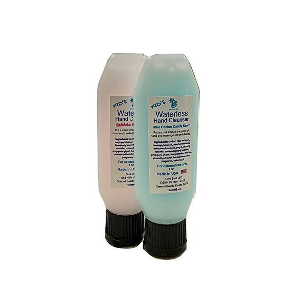 Waterless (No Water Needed for Rinsing) Hand Cleanser for Kids (Bubblegum & Blue Cotton Candy)