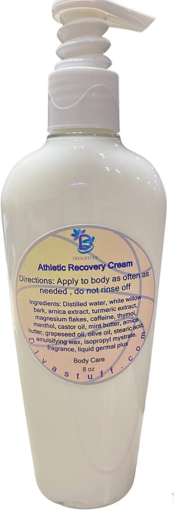 Athletic Recovery Cream, Glacier Valley Scent. May Help Soothe Aches and Pains, Reduces Inflammation, Helps with Spasms, Lost Moisture and Circulation, 8 oz by Diva Stuff
