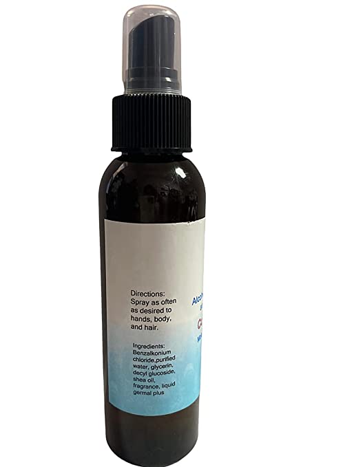 Alcohol Free Body, Hand and Hair Sanitizing Spray With Moisturizing Shea Oil, Coconut Scent, 4 oz