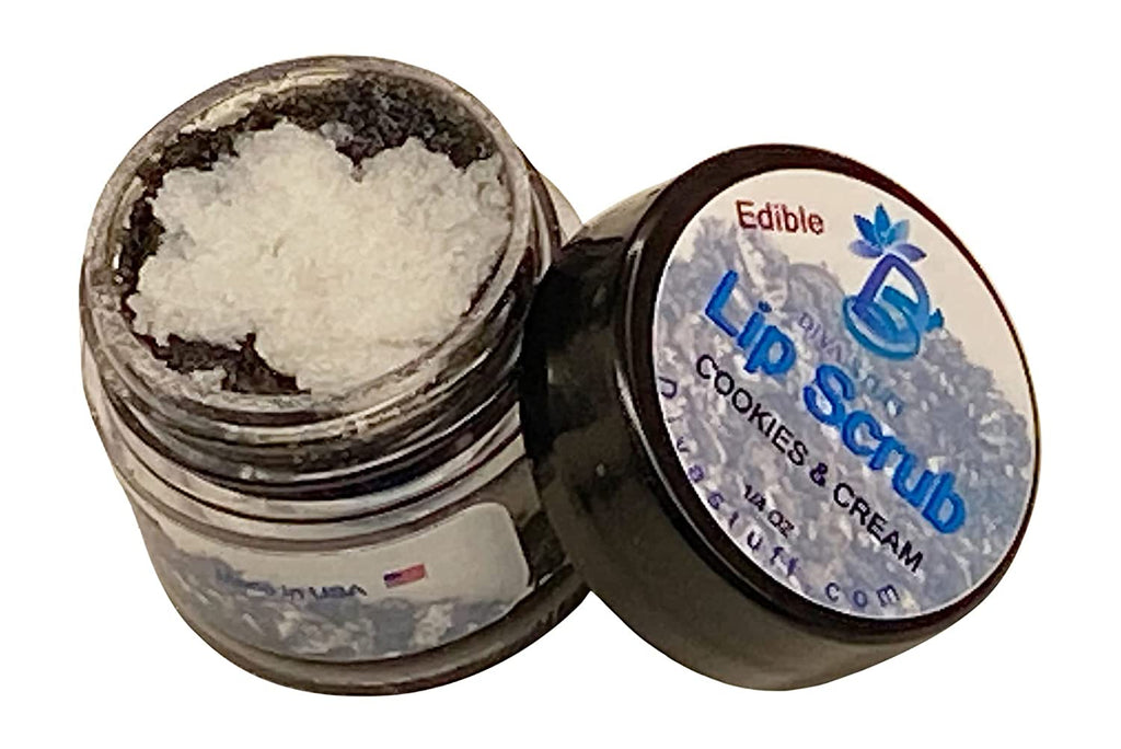 Diva Stuff Ultra Hydrating Lip Scrub for Soft Lips, New Holiday Flavors, Gentle Exfoliation, Moisturizer & Conditioner, ¼ oz - Made in the USA (Cookies and Cream)