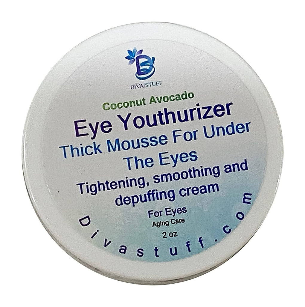 Coconut and Avocado Eye Youthurizer, Thick Melt Mousse For Under The Eyes, Tightens, Lifts, Smooths and Depuffs, By Diva Stuff, 2 oz