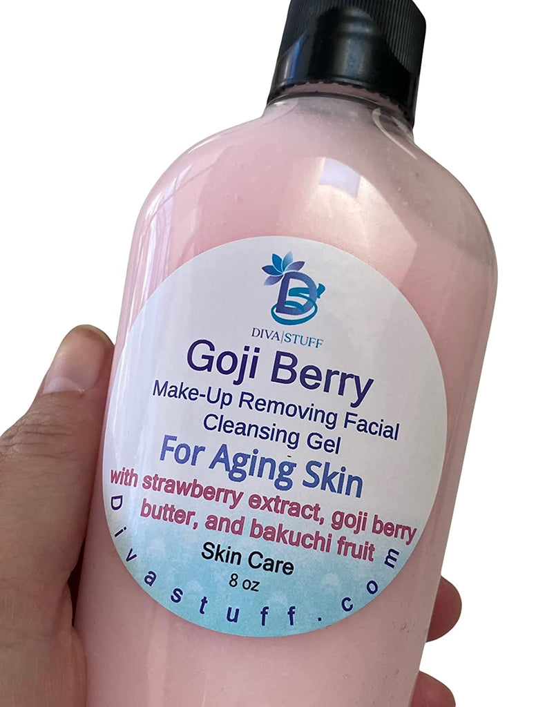 Goji Berry Make Up Removing Facial Cleansing Gel For Aging Skin, With Strawberry Extract, Goji Berry Butter and Bakuchi Fruit Extract,8 Ounces