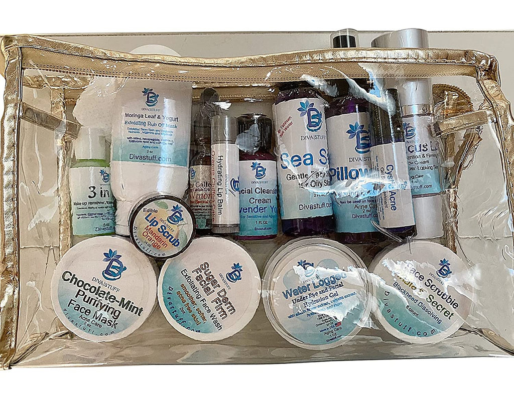 Skin Care Travel Kit For All Of your Skin Care Needs, TSA Approved Case and Containers, For People On the Go, By Diva Stuff