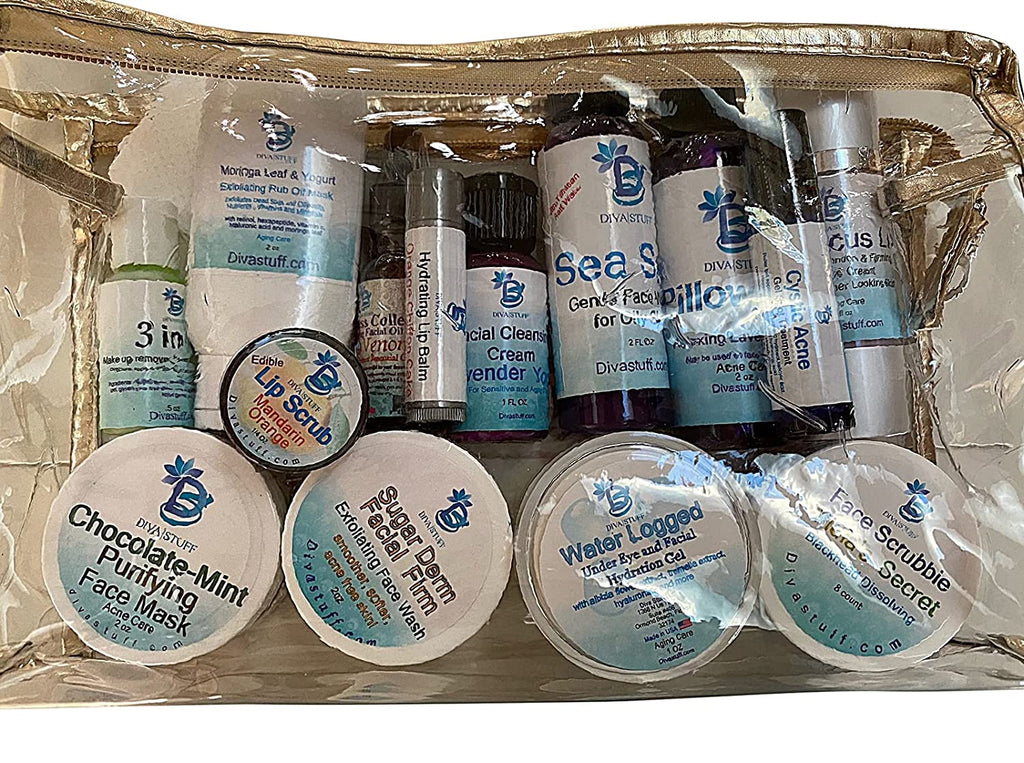Skin Care Travel Kit For All Of your Skin Care Needs, TSA Approved Case and Containers, For People On the Go, By Diva Stuff