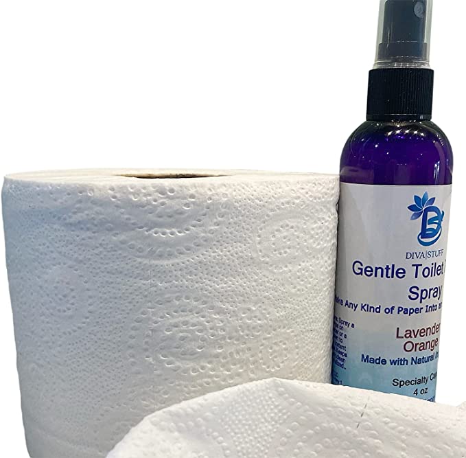 Soothing and Gentle Toilet Paper Spray, Instant Wet Wipes, Will Not Clog Toilets, All Natural Ingredients, Safe and Smells Fresh, Lavender and Orange Scent, 4 oz by Diva Stuff