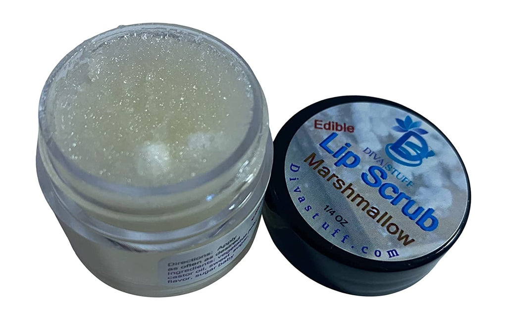 Diva Stuff Ultra Hydrating Lip Scrub for Soft Lips, Gentle Exfoliation, Moisturizer & Conditioner, Marshmallow– ¼ oz (Made in the USA)