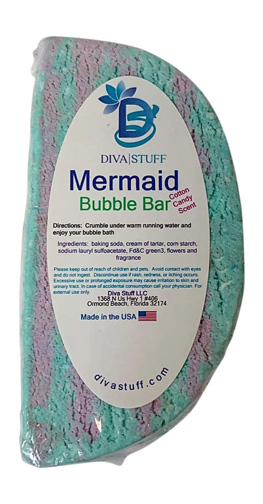 Mermaid Bubble Bar, Cotton Candy Scented Bath Bubble Bar By Diva Stuff, Solid Bubble Bath Great For Travel and Kids