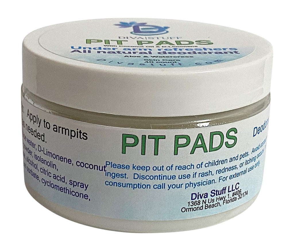 Pit Pads, Under Arm Refreshers, All Natural Deodorant, Aluminum Free, Watercress and Aloe Scent, 40 Pads, By Diva Stuff
