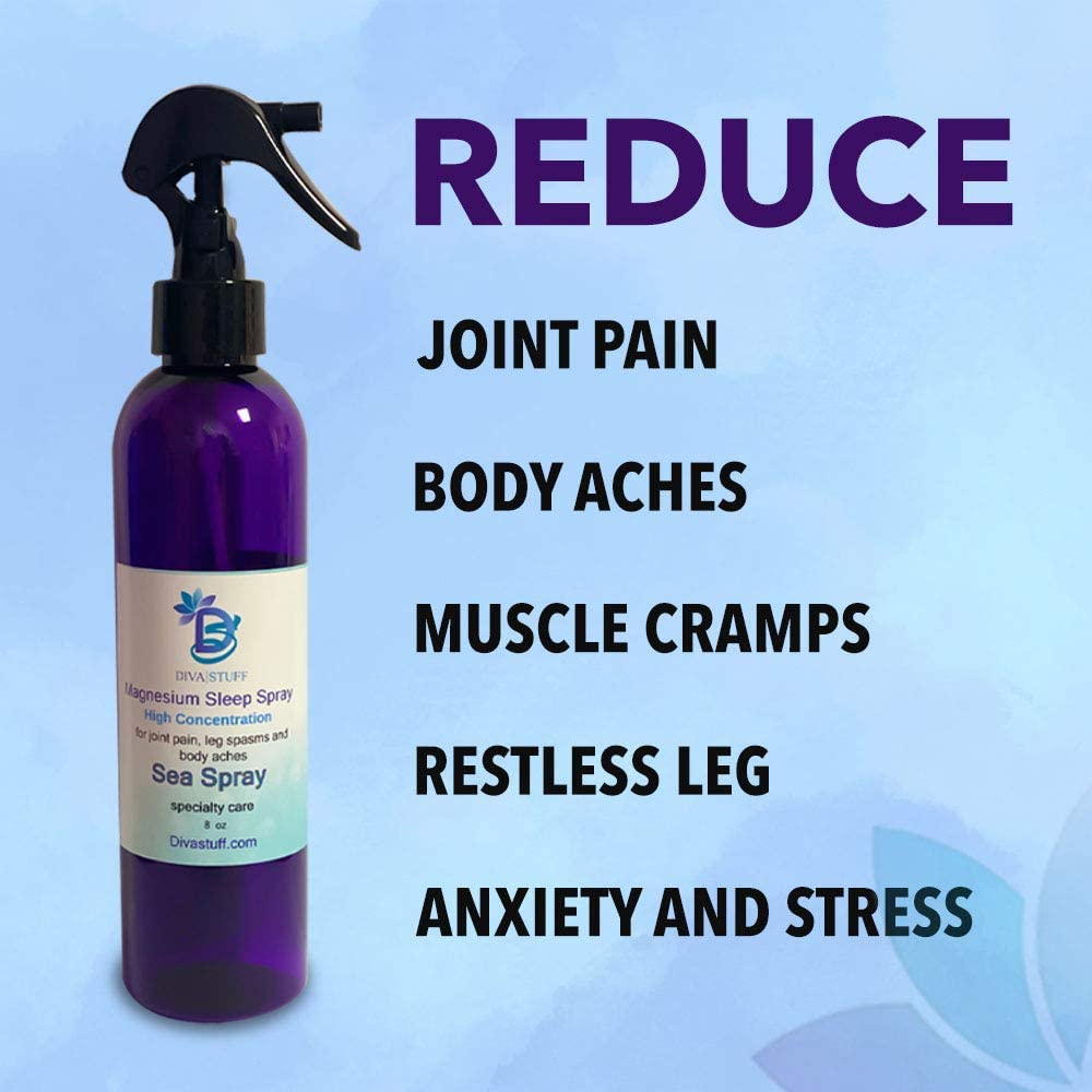 Magnesium Sleep Spray for Hair, Joint Pain, Leg Spasms, and Body Aches (8 oz, Sea Spray)