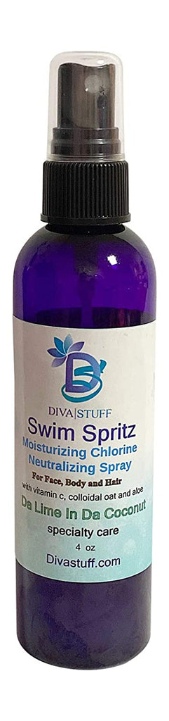 Diva Stuff Swim Spritz, Chlorine Neutralizing , Deodorizing and Moisturizing Mist For Body, Face And Hair, 4oz , Da Lime In Da Coconut Scent