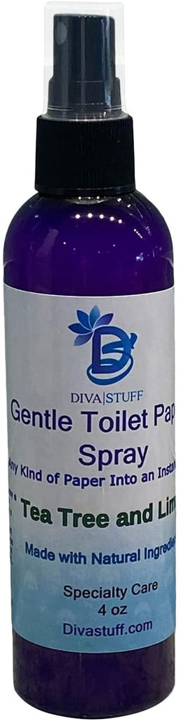Soothing and Gentle Toilet Paper Spray, Instant Wet Wipes, Will Not Clog Toilets, All Natural Ingredients, Safe and Smells Fresh, Tea Tree and Lime Scent, 4 oz by Diva Stuff