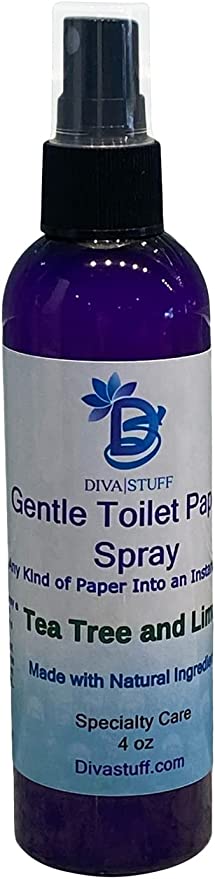 Soothing and Gentle Toilet Paper Spray, Instant Wet Wipes, Will Not Clog Toilets, All Natural Ingredients, Safe and Smells Fresh, Tea Tree and Lime Scent, 4 oz by Diva Stuff