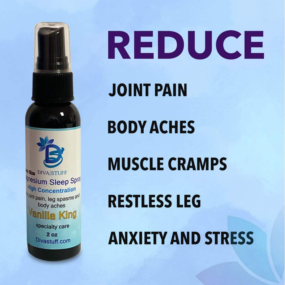 Magnesium Sleep Spray for Hair, Joint Pain, Leg Spasms, and Body Aches (2 oz, Vanilla King)
