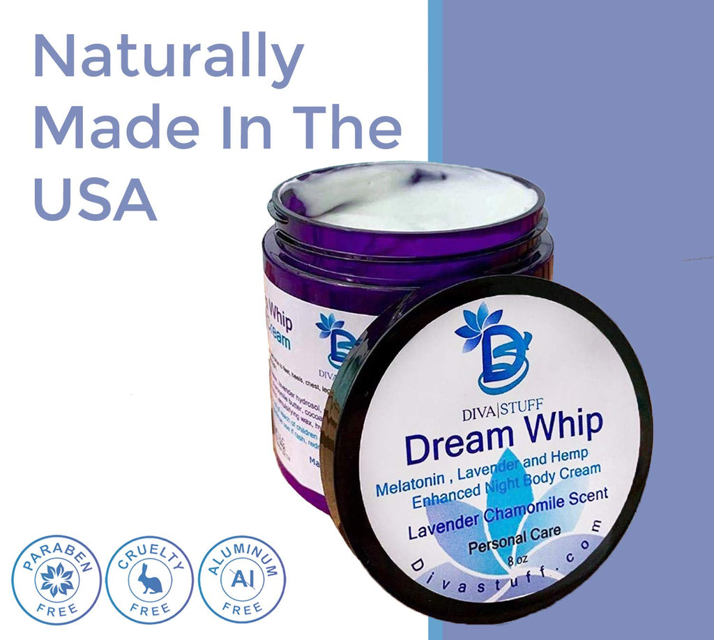 Diva stuff Dream Whip Magnesium and Hemp Enhanced Night Body Cream for Relaxed & Sound Sleep, Lavender Chamomile (Single Dream Whip (8 oz))
