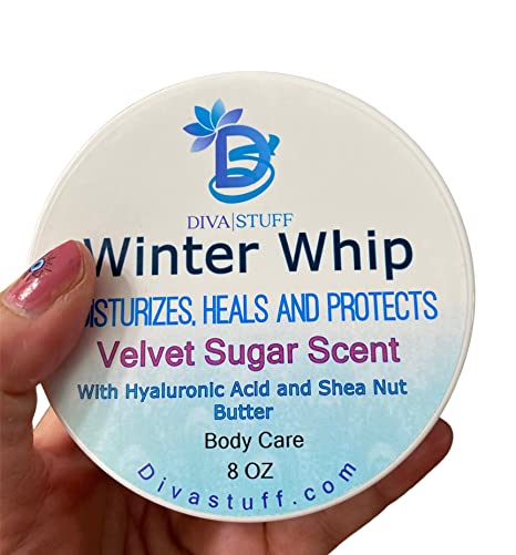 Velvet Sugar Scent Winter Whip Body Cream, Protects, Heals and Moisturizes Winter Dry Skin, Great For Outdoor Sports, By Diva Stuff