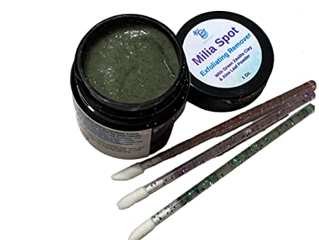Milia Spot Treatment, Green Zeolite Clay , Glycolic Acid, Lactic Acid and Aloe Leaf Powder, 1 Ounce Jar, Made in The USA
